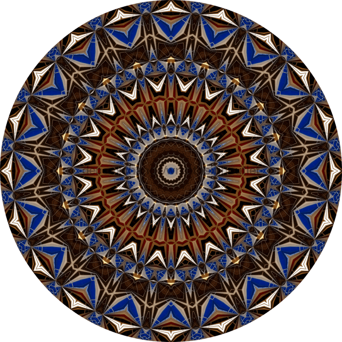 Geometric Flower Center Brown And Blue Decoe-W-Fc-0001 6 Wood