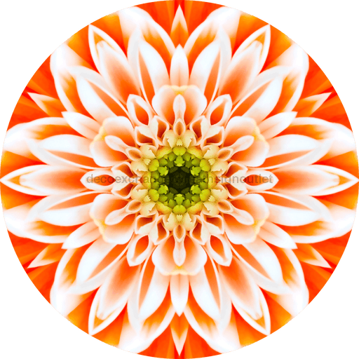 Geometric Flower Center Orange Decoe-W-Fc-0006 6 Wood