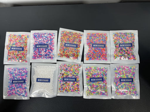 Multi Colored Fake Bake Sprinkles - Pack of 10 - DECOE-007 Mini Faux Sprinkles Pack of 10 (SP1-SP10) - DecoExchange