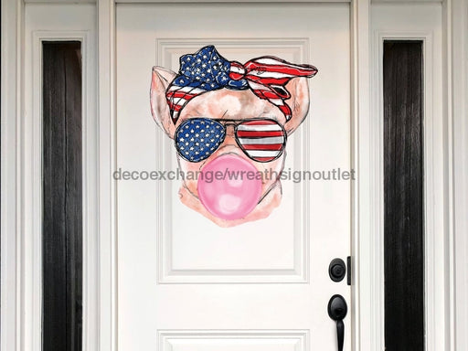 Pig Sign Patriotic Wood Sign Door Hanger Decoe-W-145 22