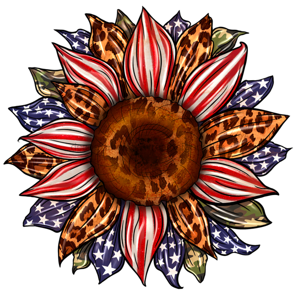 Sunflower, Patriotic Flower, Animal Print Flower, wood sign, Door Hanger, DECOE-W-095 - DecoExchange®