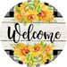 Wreath Sign, Fall Sign, Welcome Sunflower Sign, 10" Round Metal Sign DECOE-334, Sign For Wreath, DecoExchange - DecoExchange