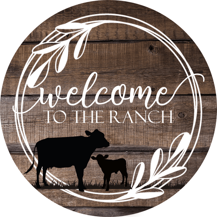 Wreath Sign, Farmhouse Sign, Welcome Sign, 10" Round Metal Sign DECOE-811, Sign For Wreath, DecoExchange - DecoExchange