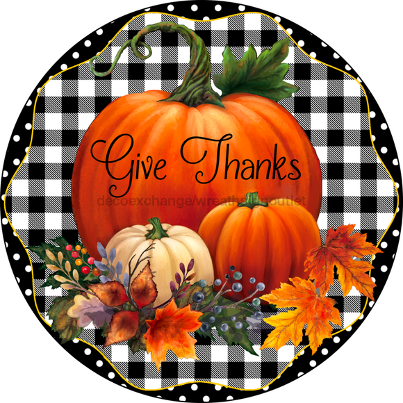 Wreath Sign, Give Thanks, Fall Pumpkin Sign, 10