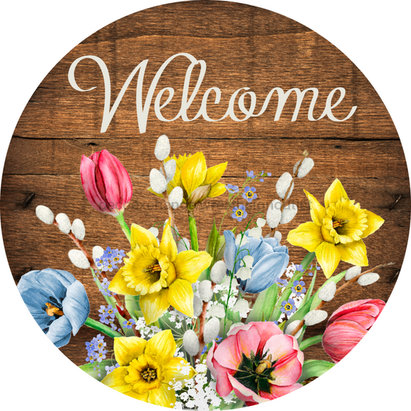 Vinyl Decal, Spring Sign, Welcome Flower Sign, 10