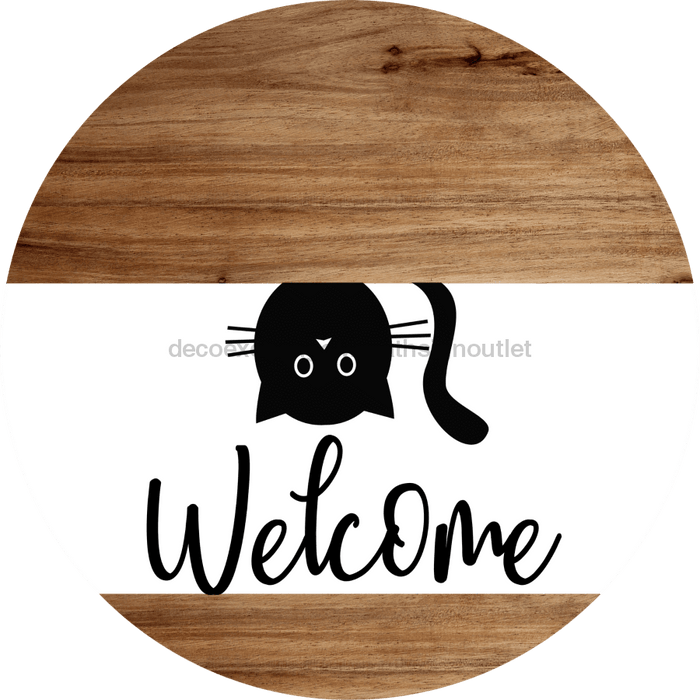 Welcome Sign Cat Everyday Decoe-4156-Dh 18 Wood Round