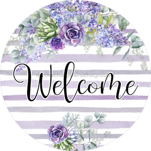 Welcome Sign, Everyday Sign, Purple Sign, DECOE-4053, 10" Metal Round