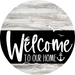 Welcome To Our Home Sign Nautical Black Stripe White Wash Decoe-3238-Dh 18 Wood Round