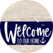 Welcome To Our Home Sign Nautical Navy Stripe White Wash Decoe-3105-Dh 18 Wood Round