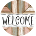 Welcome Wreath Sign, Wood Stain Wreath, DECOE-4144-B, 8 metal Round