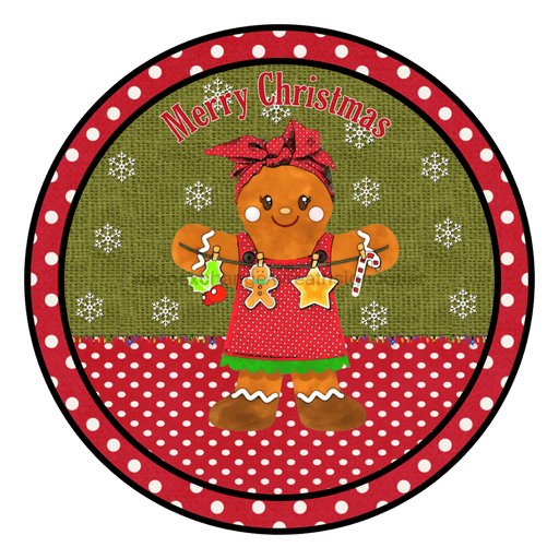 Wreath Sign, 10" Round Vinyl Decal - Christmas Gingerbread - DECOE-071, DecoExchange, Sign For Wreath - DecoExchange