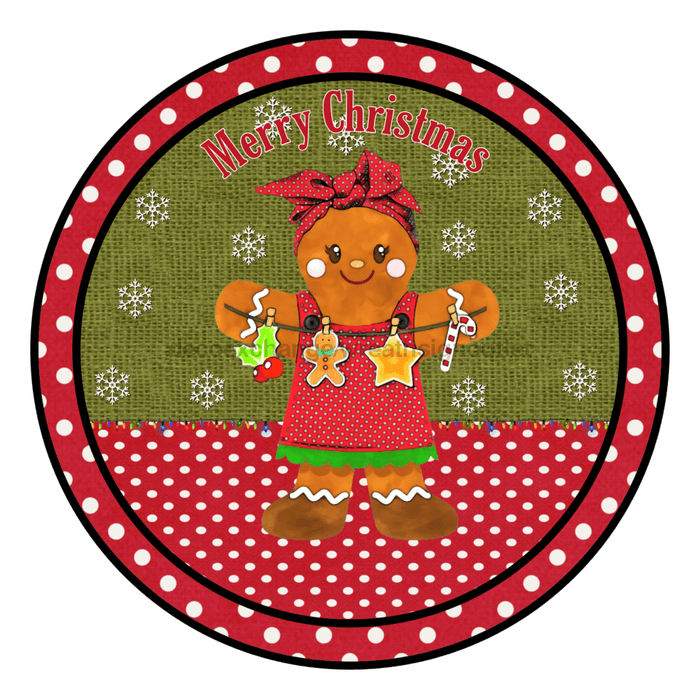 Wreath Sign, 10" Round Vinyl Decal - Christmas Gingerbread - DECOE-071, DecoExchange, Sign For Wreath - DecoExchange