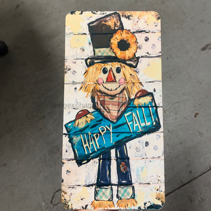 Wreath Sign, 12x6" Scarecrow Happy Fall - Hand-Painted Image, Fall Sign - CH-001, DecoExchange, Sign For Wreath - DecoExchange