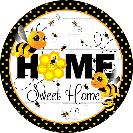 Wreath Sign, Bee Sign, Home Sign, Black and White Sign, DECOE-529, Sign For Wreath, DecoExchange - DecoExchange