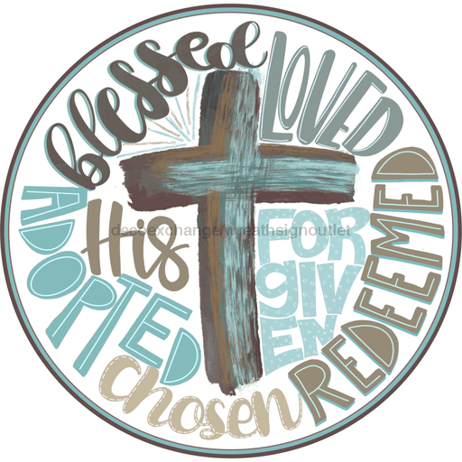 Wreath Sign, Cross Sign, Religious Sign, 18" Wood Round,  Sign, DECOE-182, DecoExchange, Sign For Wreath
