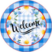 Wreath Sign, Daisy Sign, Blue Welcome Sign, 12" Round Metal Sign DECOE-822, Sign For Wreath, DecoExchange - DecoExchange