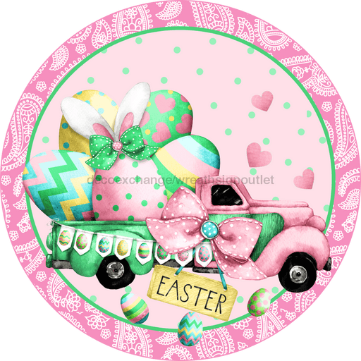 Wreath Sign, Easter Truck Sign, Spring Sign, 18" Wood Round  Sign DECOE-271, Sign For Wreath, DecoExchange