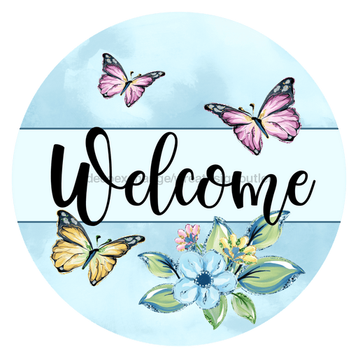 Wreath Sign, Everyday Welcome, Butterfly Sign, DECOE-1073, Sign For Wreath, DecoExchange - DecoExchange®