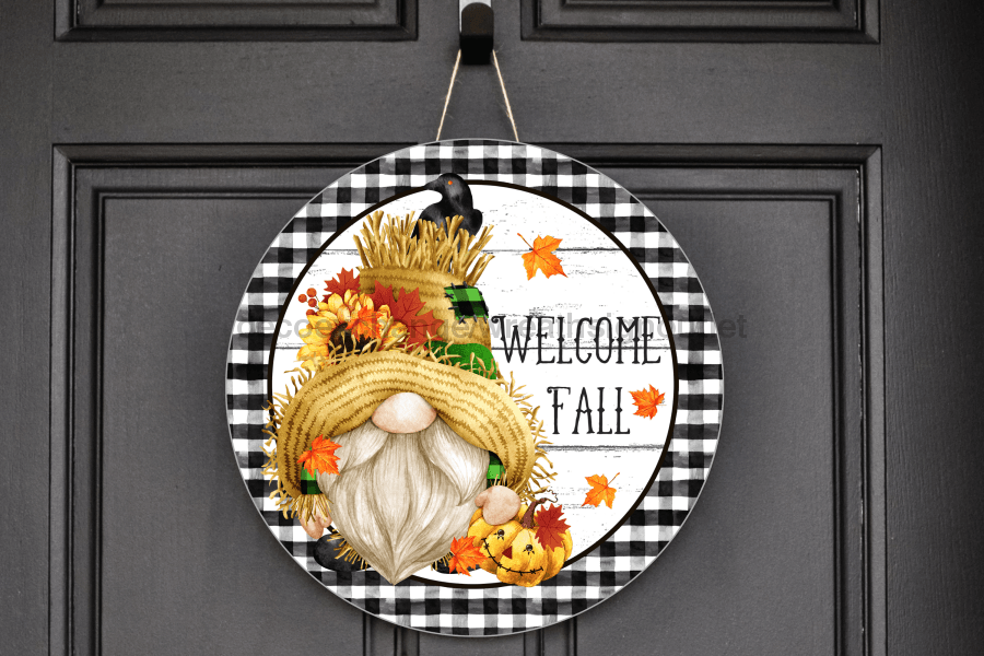 Wreath Sign, Fall Sign, Gnome Sign, DECOE-2030, Sign For Wreath, DecoExchange - DecoExchange®