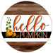 Wreath Sign, Fall - Hello Pumpkin 18" Wood Round  Sign DECOE-209, DecoExchange, Sign For Wreaths