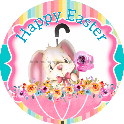 Wreath Sign, Happy Easter Sign, 18" Wood Round  Sign DECOE-285, Sign For Wreath, DecoExchange