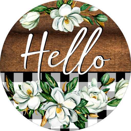 Wreath Sign, Hello Sign, Everyday Wreath Sign, 18" Wood Round  Sign DECOE-363, Sign For Wreath, DecoExchange