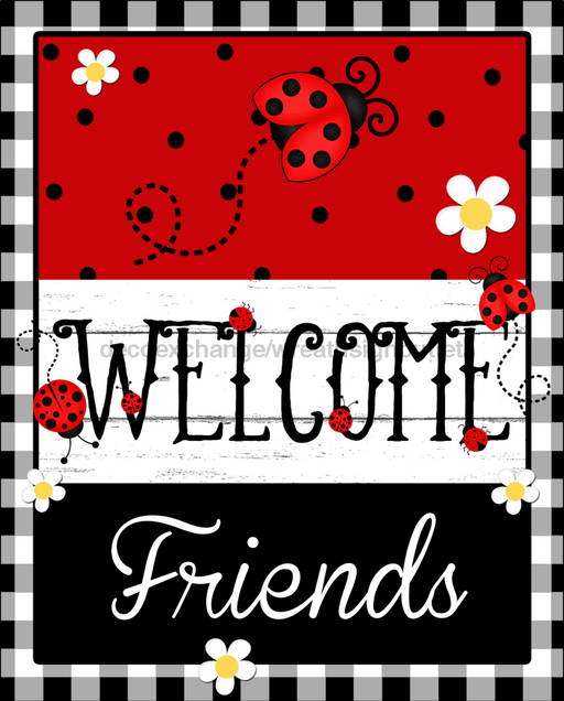 Wreath Sign, Lady Bug Summer Sign, 8x10" Metal Sign, DECOE-578, DecoExchange, Sign For Wreath - DecoExchange