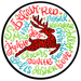 Wreath Sign, Reindeer Typography 18" Wood Round  Sign DECOE-190, Sign For Wreath, DecoExchange