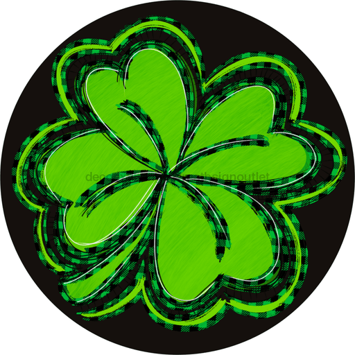 Wreath Sign, St Patricks Day Sign, Four Leaf Clover, 18" Wood Round  Sign DECOE-235, Sign For Wreath, DecoExchange