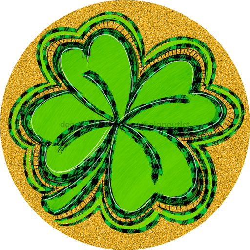 Wreath Sign, St Patricks Day Sign, Four Leaf Clover, 18" Wood Round  Sign DECOE-236, Sign For Wreath, DecoExchange