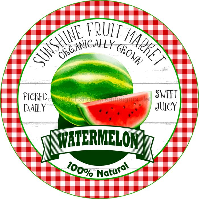 Wreath Sign, Summer Sign, Watermelon Sign, 18" Wood Round  Sign DECOE-820, Sign For Wreath, DecoExchange