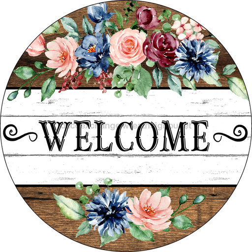 Wreath Sign, Welcome Sign, 18" Wood Round  Sign DECOE-259, Sign For Wreath, DecoExchange