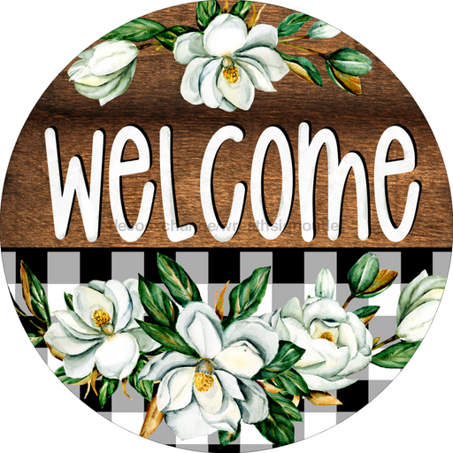 Wreath Sign, Welcome Sign, Everyday Wreath Sign, 10" Round Metal Sign DECOE-362, Sign For Wreath, DecoExchange - DecoExchange