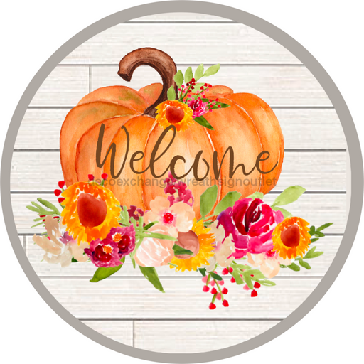 Wreath Sign, Welcome Sign, Fall Sign, 12" Round Metal Sign DECOE-727, Sign For Wreath, DecoExchange - DecoExchange