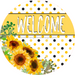 Wreath Sign, Welcome Sign, Sunflower Sign,18" Wood Round  Sign DECOE-365, Sign For Wreath, DecoExchange