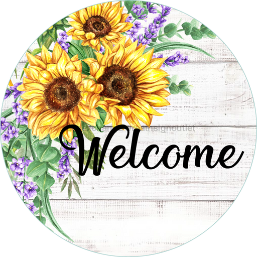 Wreath Sign, Welcome Sign, Sunflower Sign, DECOE-536, Sign For Wreath, DecoExchange - DecoExchange