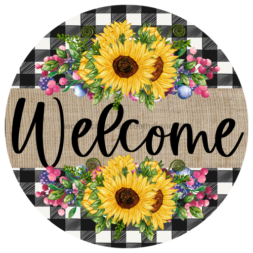 Wreath Sign, Welcome Sunflower Sign, Everyday Sign, DECOE-1070, Sign For Wreath, DecoExchange - DecoExchange®