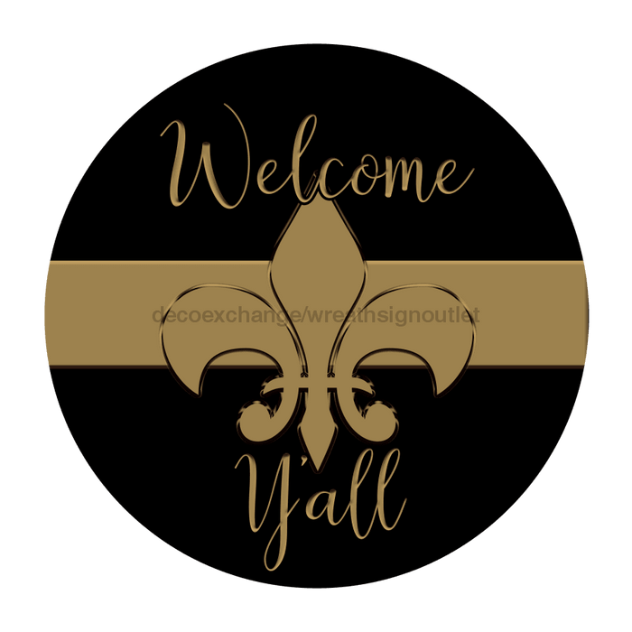 Wreath Sign, Welcome Yall, 18" Wood Round Sign, DECOE-628, DecoExchange, Sign For Wreath - DecoExchange®